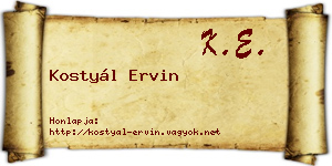 Kostyál Ervin névjegykártya